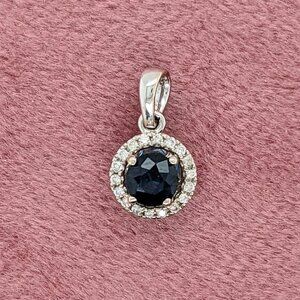 Ceylon Blue Sapphire Pendant in Solid 14K White Gold with Natural Diamond Halo